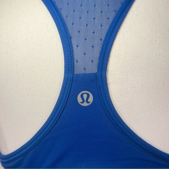 Lululemon Move Sheer Mesh Cutout Sports Bra Blue Racerback Sz 8 - Picture 5 of 7